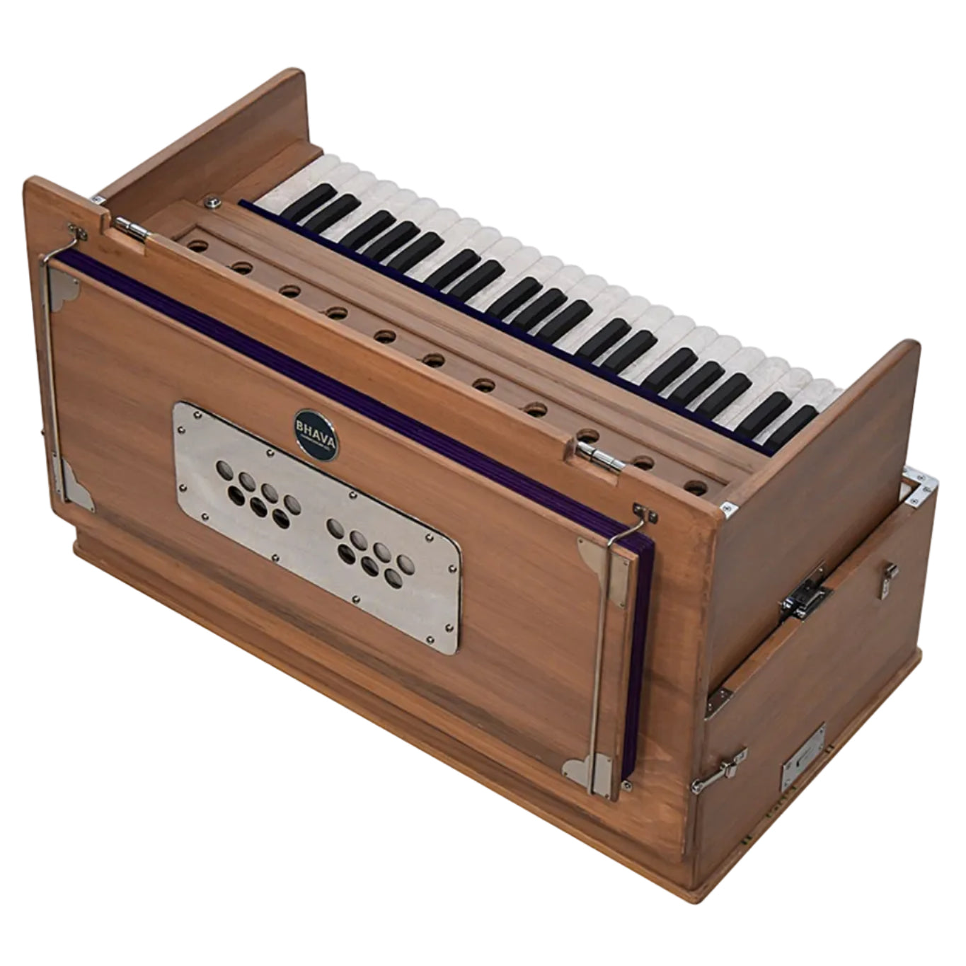 Bhava Classic Standard Edition Natural Harmonium schräg von vorne mit Balg